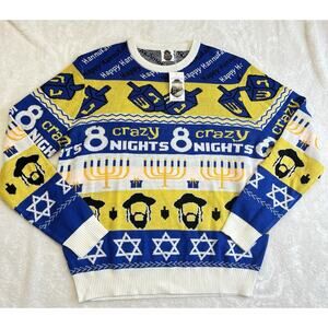 8 Crazy Nights Ugly Hanukkah Sweater Helpern Size XL NEW Adam Sandler